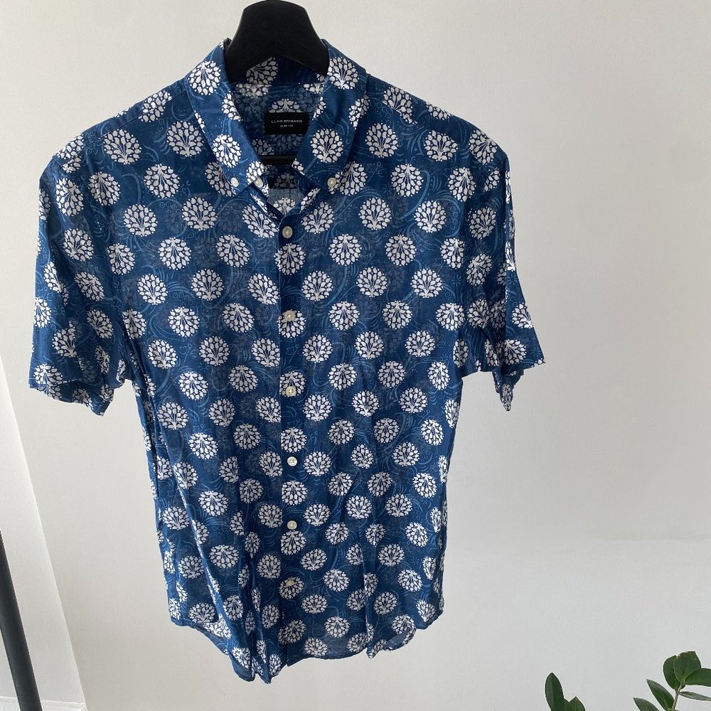 Blue Floral Print Button Down Shirt